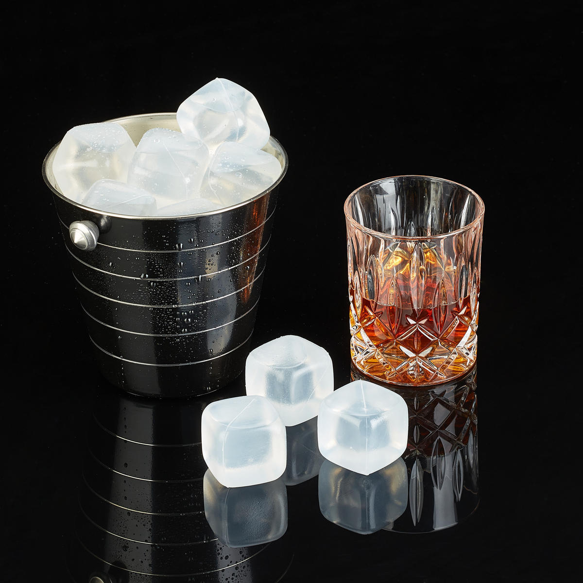 24XUMELÉ kocky ľadu - priehľadné, plast (4/4/4cm) - Relaxdays