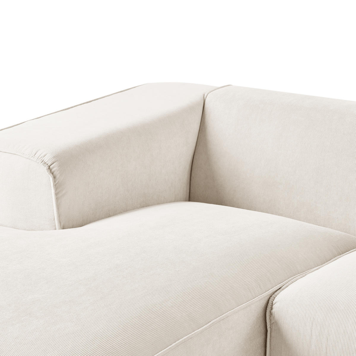 ROHOVÁ POHOVKA 3-místná Manšestr Krémově bílá pravostranná Dolva - krémová, textil (294/170cm) - Beliani