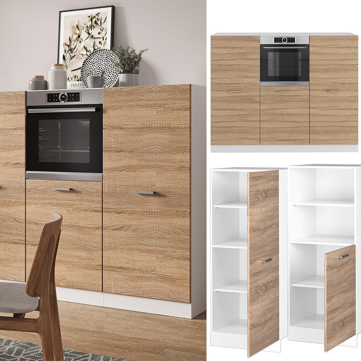 KUCHYŇSKÝ BLOK R-Line Sonoma/bílá 180 cm bez pracovní desky - bílá/Sonoma dub, kompozitní dřevo (180/143/46cm) - Vicco