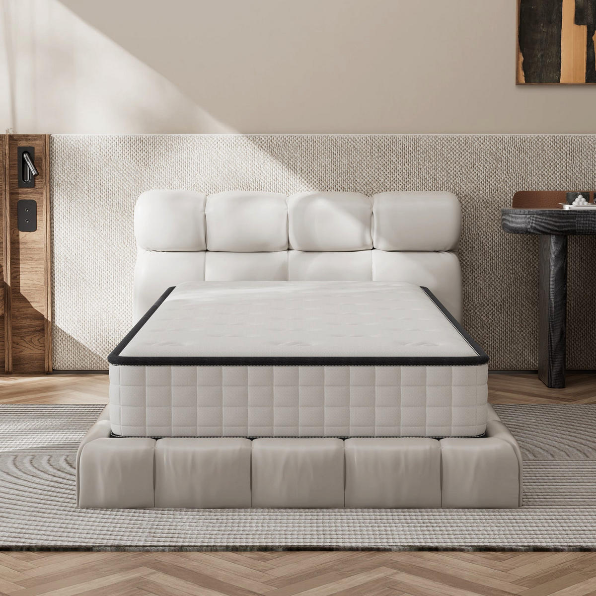 SCHAUMSTOFFMATRATZE 90/190 cm, Höhe ca.: 22 cm, fester und komfortabler Schaumstoff - Weiß, Textil (90/190cm) - TEENO