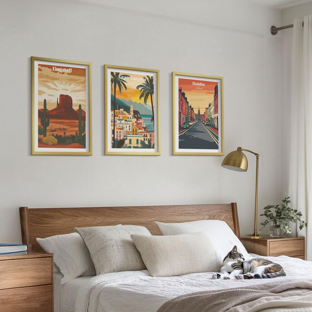 BILDER SET 3er Set - 40x60 cm Goldrahmen - Landschaften natürlicher Städte - Goldfarben, Kunststoff (40/60cm) - TULUP