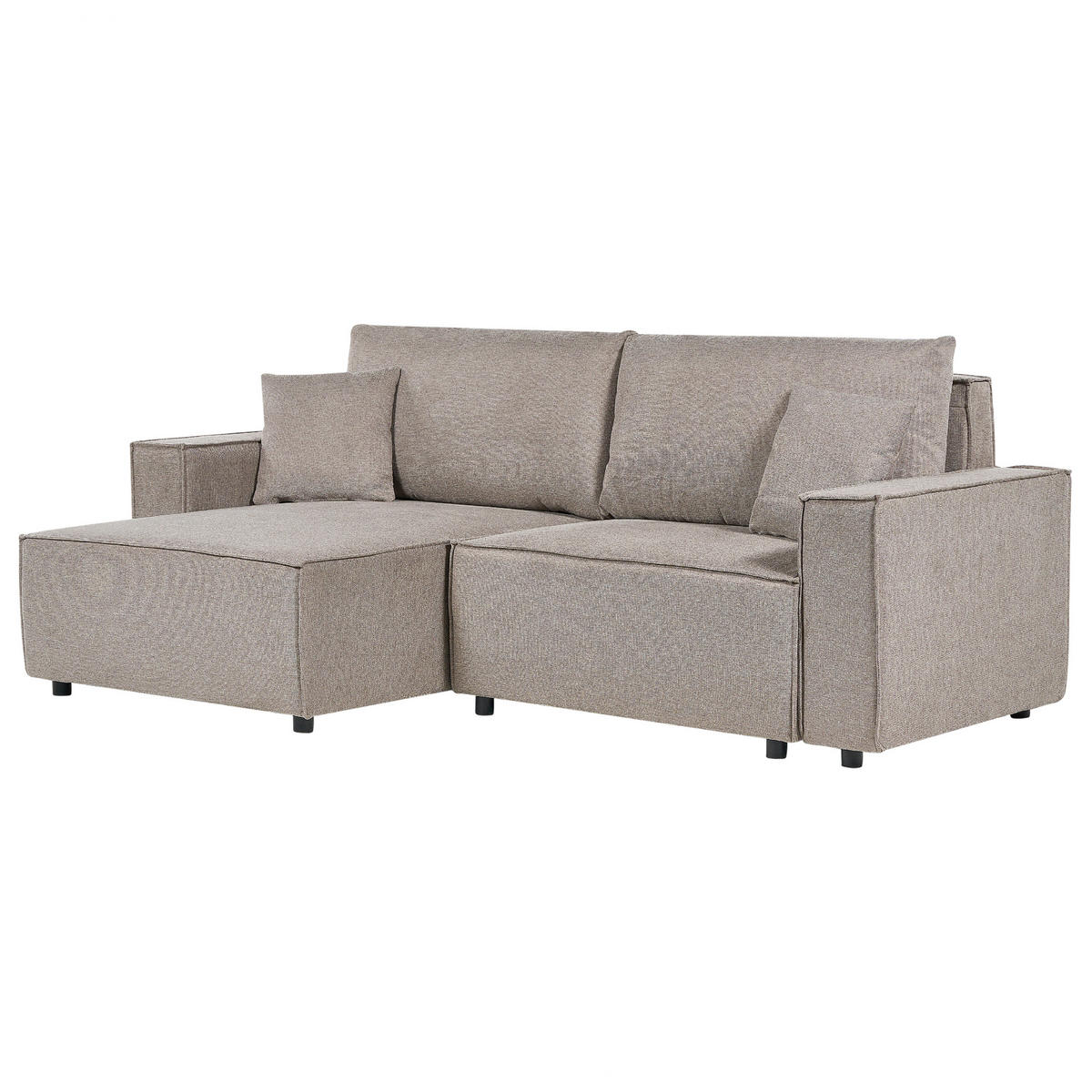 3-SITZER-ECKSOFA taupe linksseitig mit Schlaffunktion Stauraum Karila - Taupe, Textil (250/150cm) - Beliani