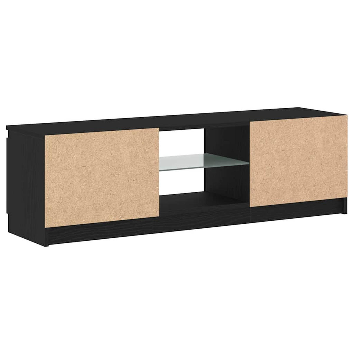 TV-SCHRANK Mit Led-Leuchten Schwarz Eichen-Optik 120/30/36 Cm - Schwarz, Holzwerkstoff (30/36/120cm) - vidaXL