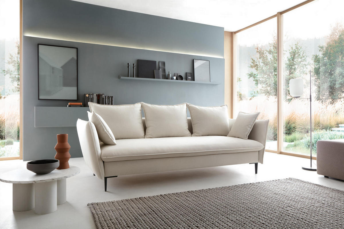 SOFA GLOSS Beige 237x105x90 cm - Beige, Textil (237/90/105cm) - FURNLUX