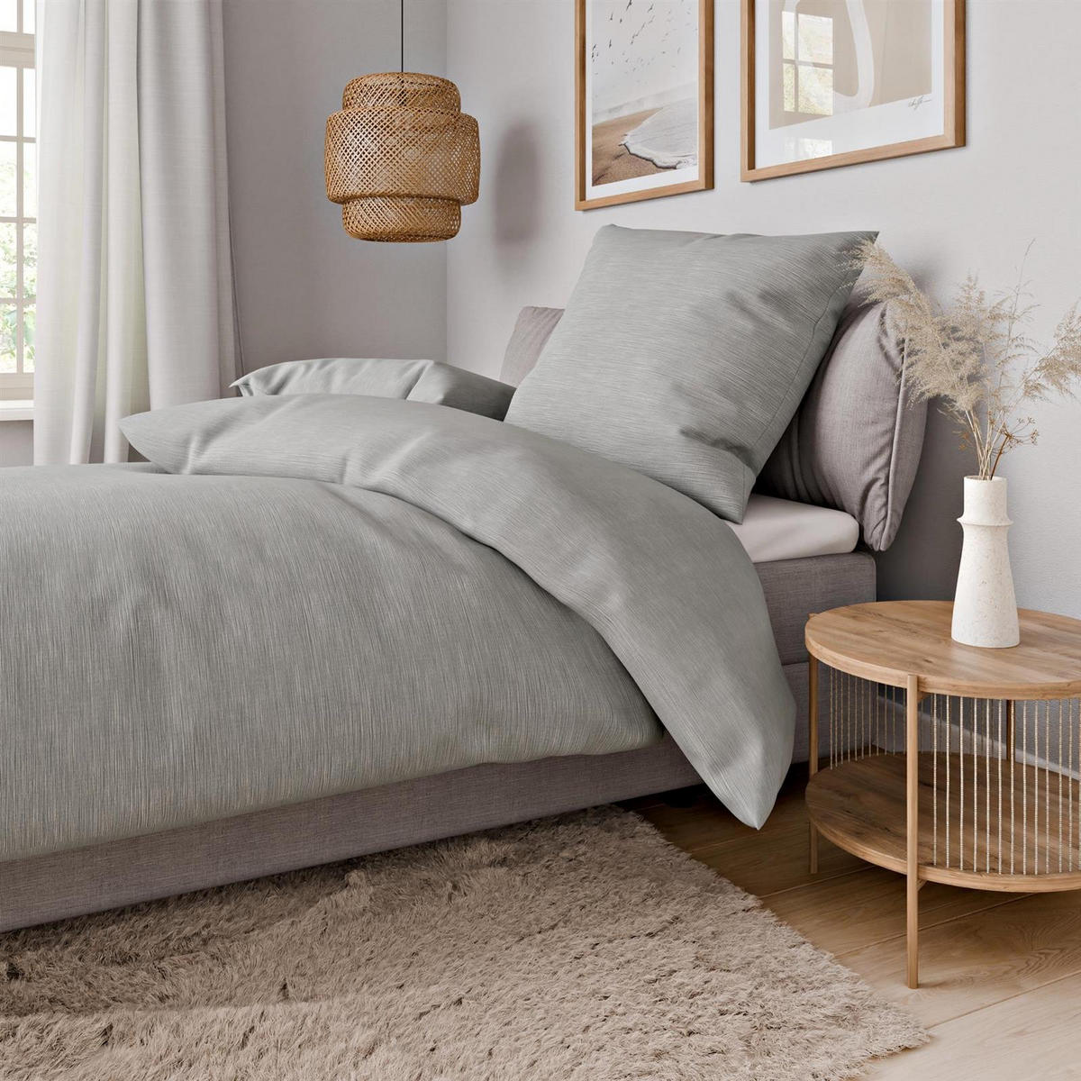 BETTWÄSCHE 155x200 Renforce Bettbezug Baumwolle Melange Grau - Grau, Textil (155/200cm) - Carpe Sonno