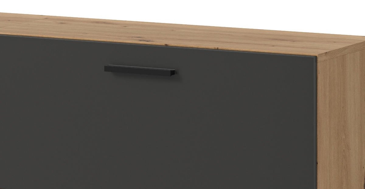 TV-LOWBOARD grau, Eiche Artisan 176 cm, Fernsehtisch hängend / stehend - Schwarz/Eiche Artisan, Holzwerkstoff/Kunststoff (176/67/34cm) - Inn.Furn