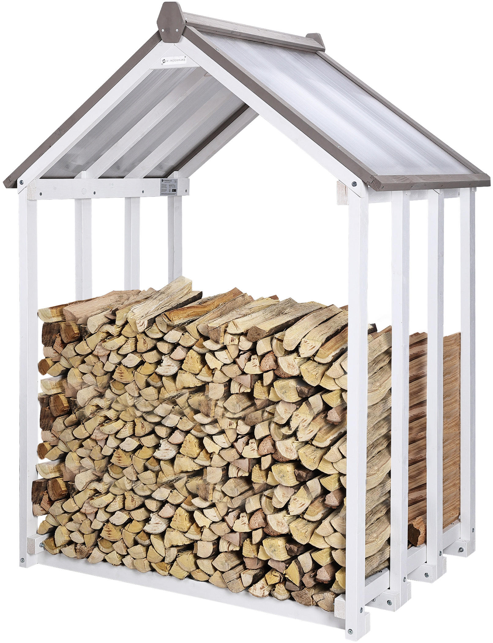 KAMINHOLZREGAL depositio1 - Weiß, Holz (110/150/75cm) - WONDERMAKE