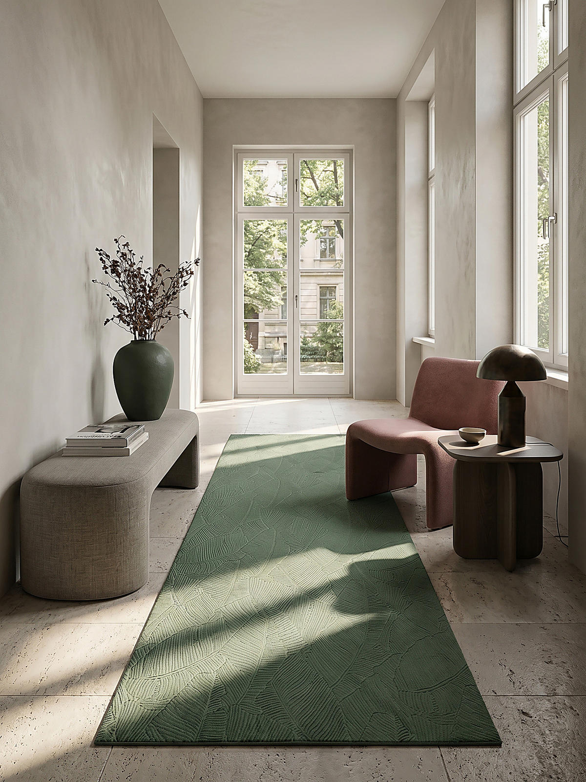 TEPPICHLÄUFER Antirutsch Abstrakt DALAR Polypropylen Waldgrün 80 x 150 cm - Grün, Textil (80/150cm) - KADIMA DESIGN