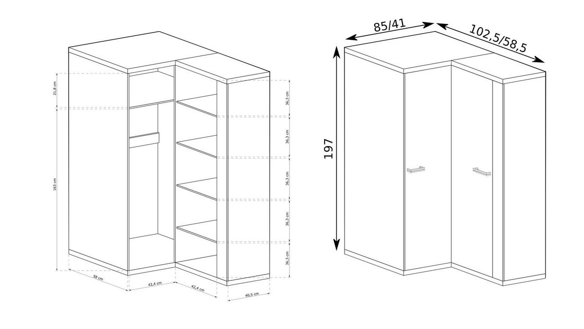 DREHTÜRENSCHRANK SYNDRA 102,5/197/58 cm 2-türig Eichefarben - Eichefarben, Holzwerkstoff (102.5/197/58cm) - MASSENO