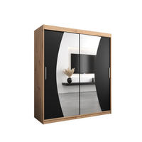 SCHWEBETÜRENSCHRANK 200/180/62 2-türig - Silberfarben/Schwarz, Holz/Kunststoff (180/200/62cm) - Abiks Möbel