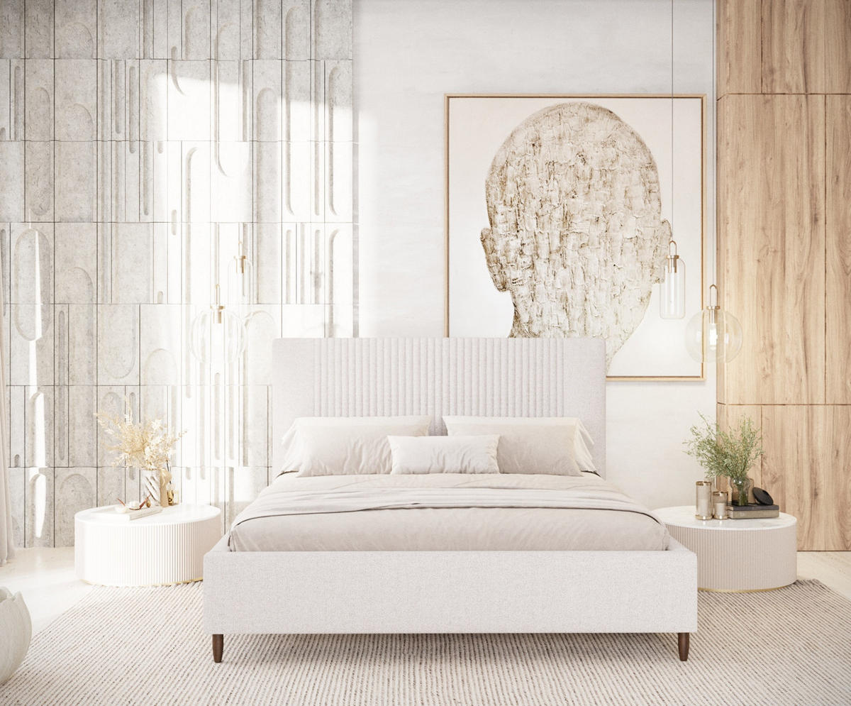 POLSTERBETT Etero Beige 160/200 cm im Webstoff - Wengefarben/Beige, Holz/Holzwerkstoff (160/200cm) - Maison de Reve