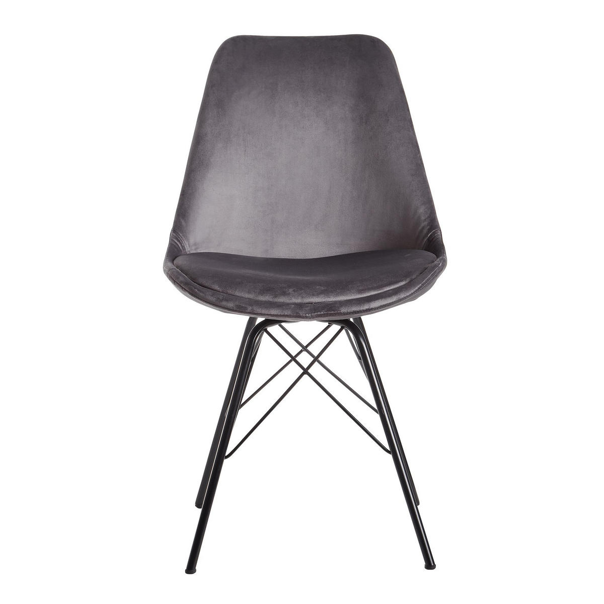 ESSZIMMERSTUHL 2er Set mit Metallgestell Skandinavisch gepolstert, Grau-Schwarz 58x48x86 cm - Schwarz/Grau, Textil/Metall (58/86/48cm) - KADIMA DESIGN