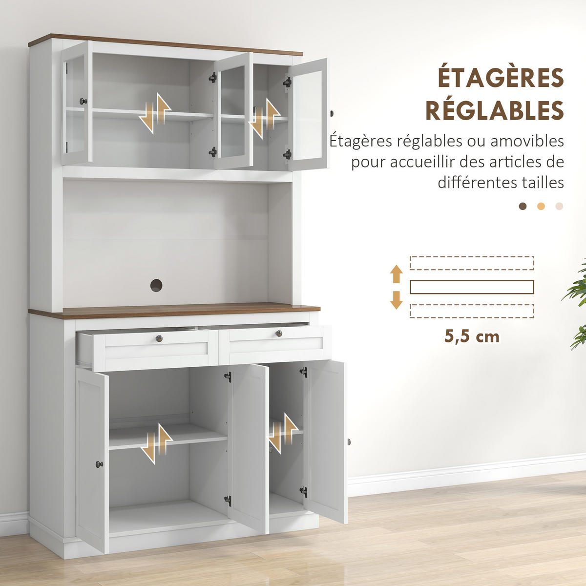 KÜCHENSCHRANK Weiß, 6 Türen, 2 Schubladen, 100/40/180 cm - Weiß, Holzwerkstoff (100/180/40cm) - PANGIVO