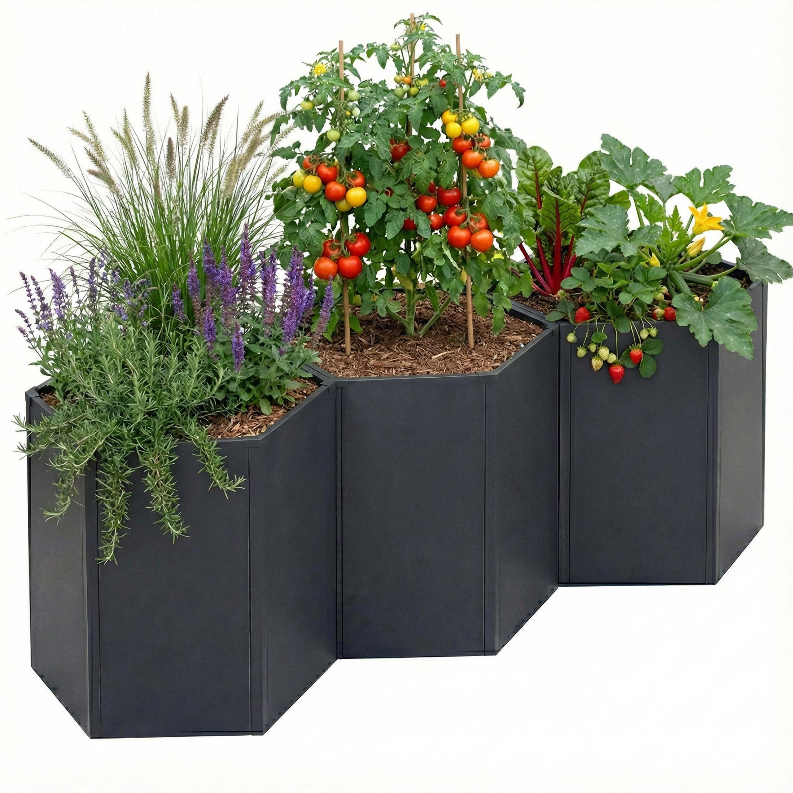 HOCHBEET 3er-Set 77x264x100cm Anthrazit - Anthrazit, Metall (264/77/100cm) - PROREGAL
