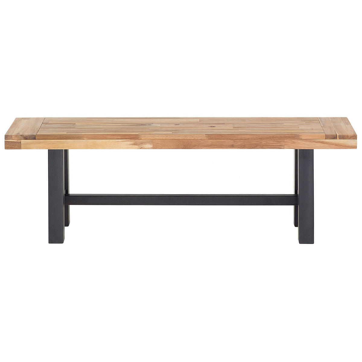SITZBANK Akazienholz schwarz/hellbraun 140 cm Scania - Hellbraun/Schwarz, Holz (140/45/36cm) - Beliani