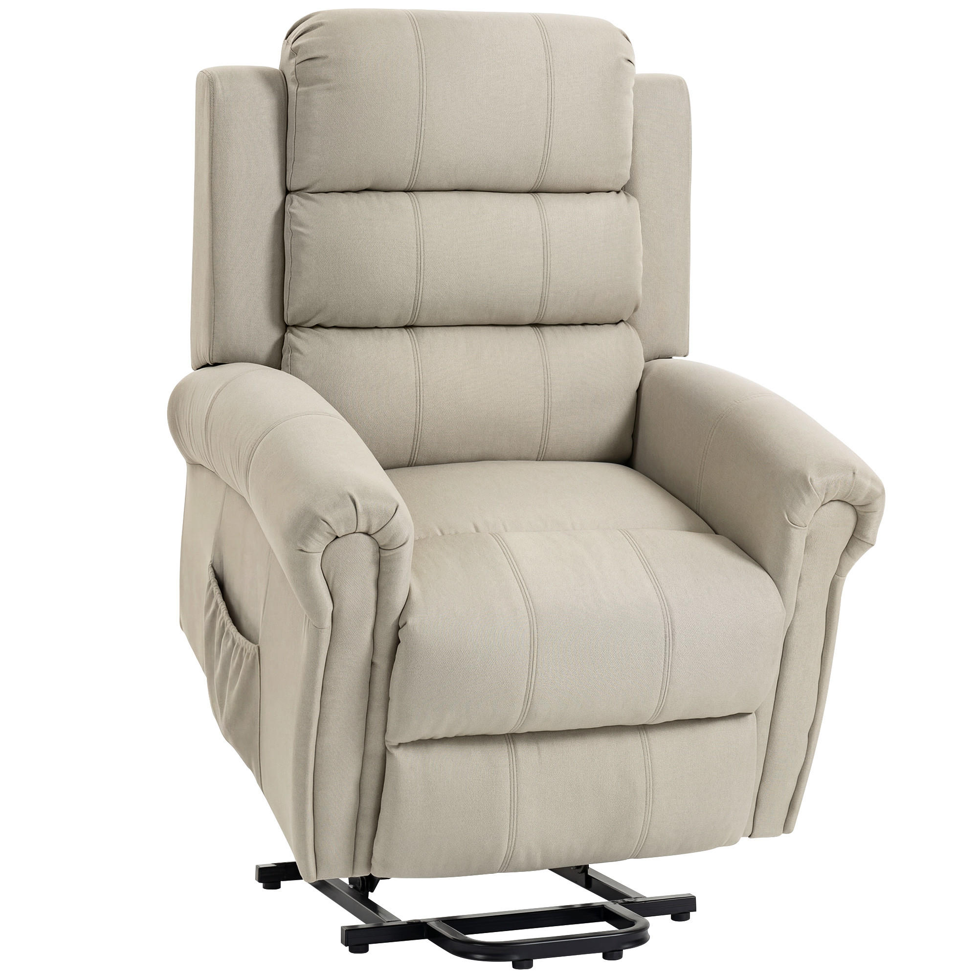 RELAXSESSEL Polyester, Metall Beige - Beige/Schwarz, Textil/Metall (87/108/87.5cm) - HOMCOM