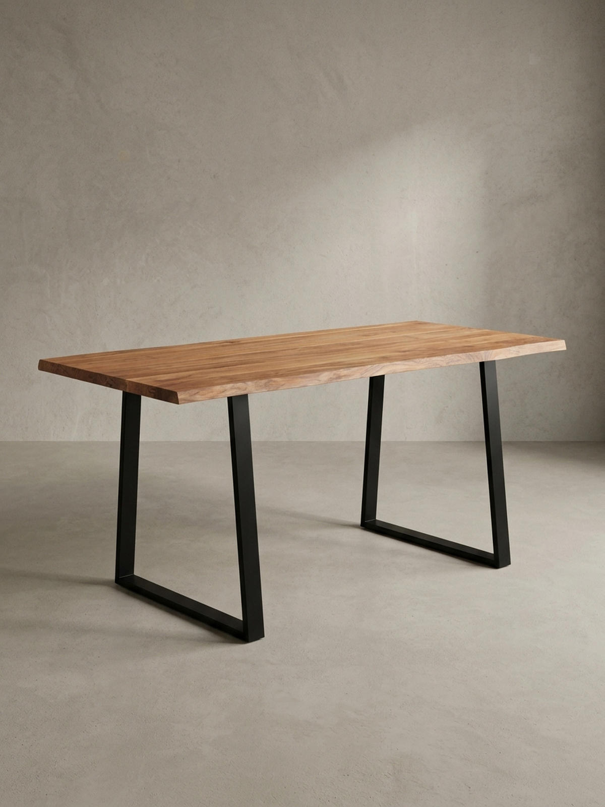 ESSTISCH Massivholz Baumkante Schwarz Metall Handgefertigt TARN, Goldbraun-Schwarz 180x90x76 cm - Schwarz/Braun, Holz (90/180/76cm) - KADIMA DESIGN