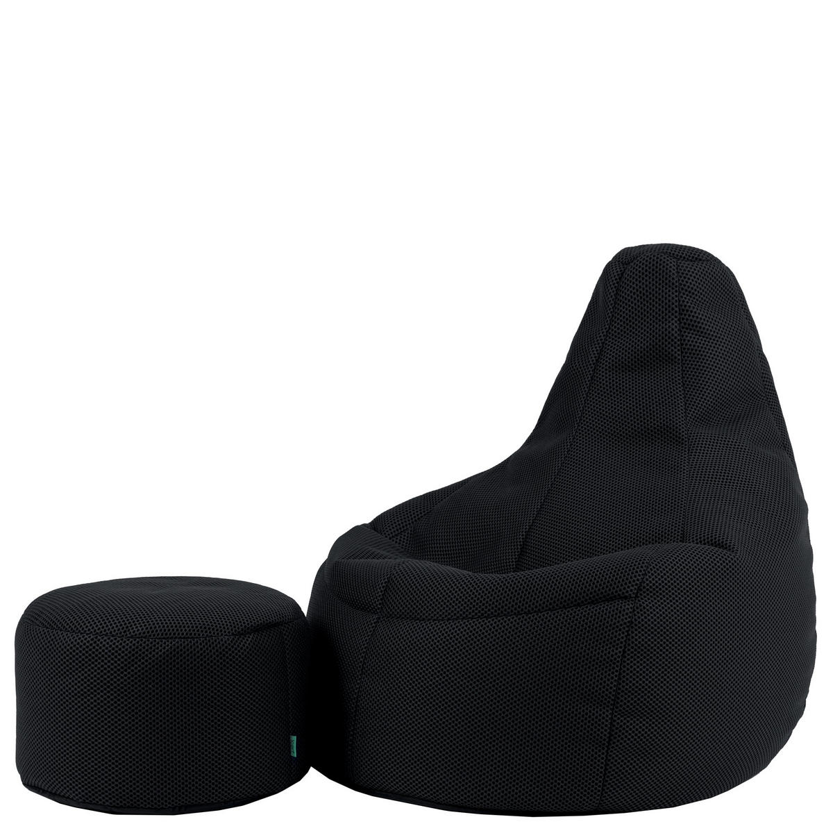 SITZSACK mit Hocker Dalton XXL Gaming - Schwarz, Textil (94/85/92cm) - icon