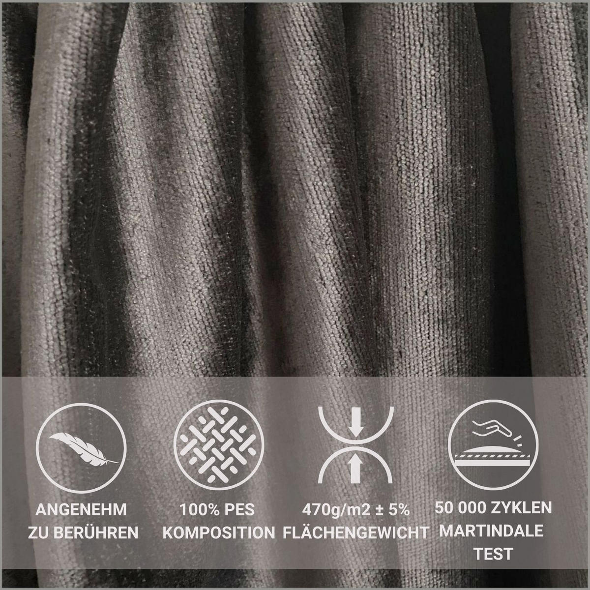 POLSTERBETT Ordina Grau Braun 140/200 cm im Chenille-Stoff - Graubraun/Schwarz, Holz/Holzwerkstoff (140/200cm) - Maison de Reve