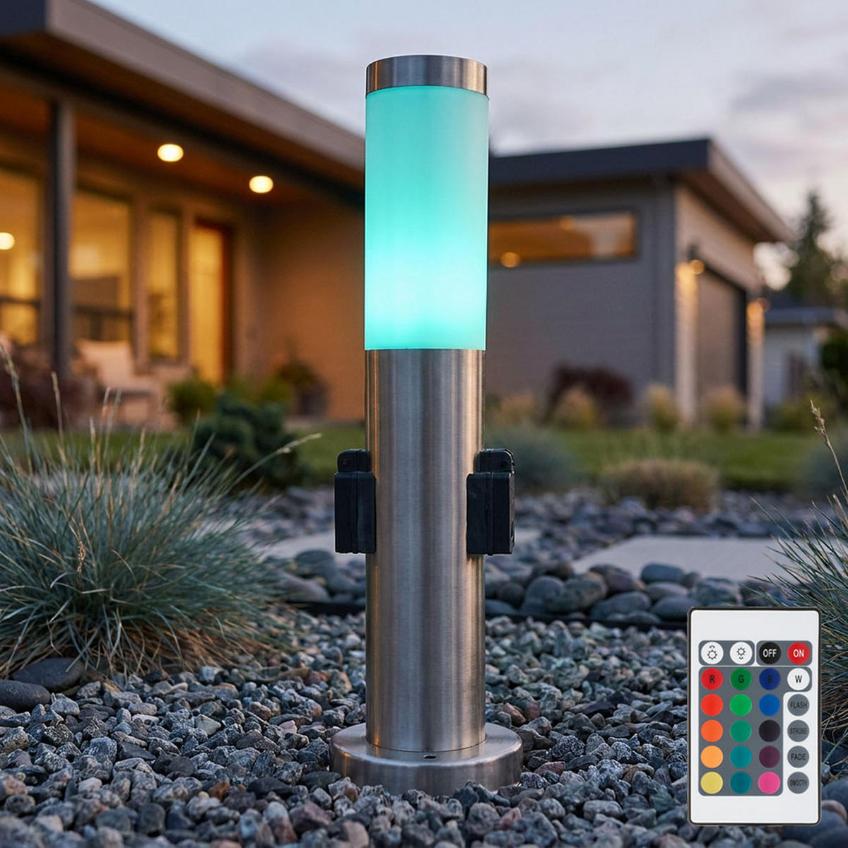 LED WEGELEUCHTE Silber Opal - Silberfarben, Metall (7.6/7.6/45cm)