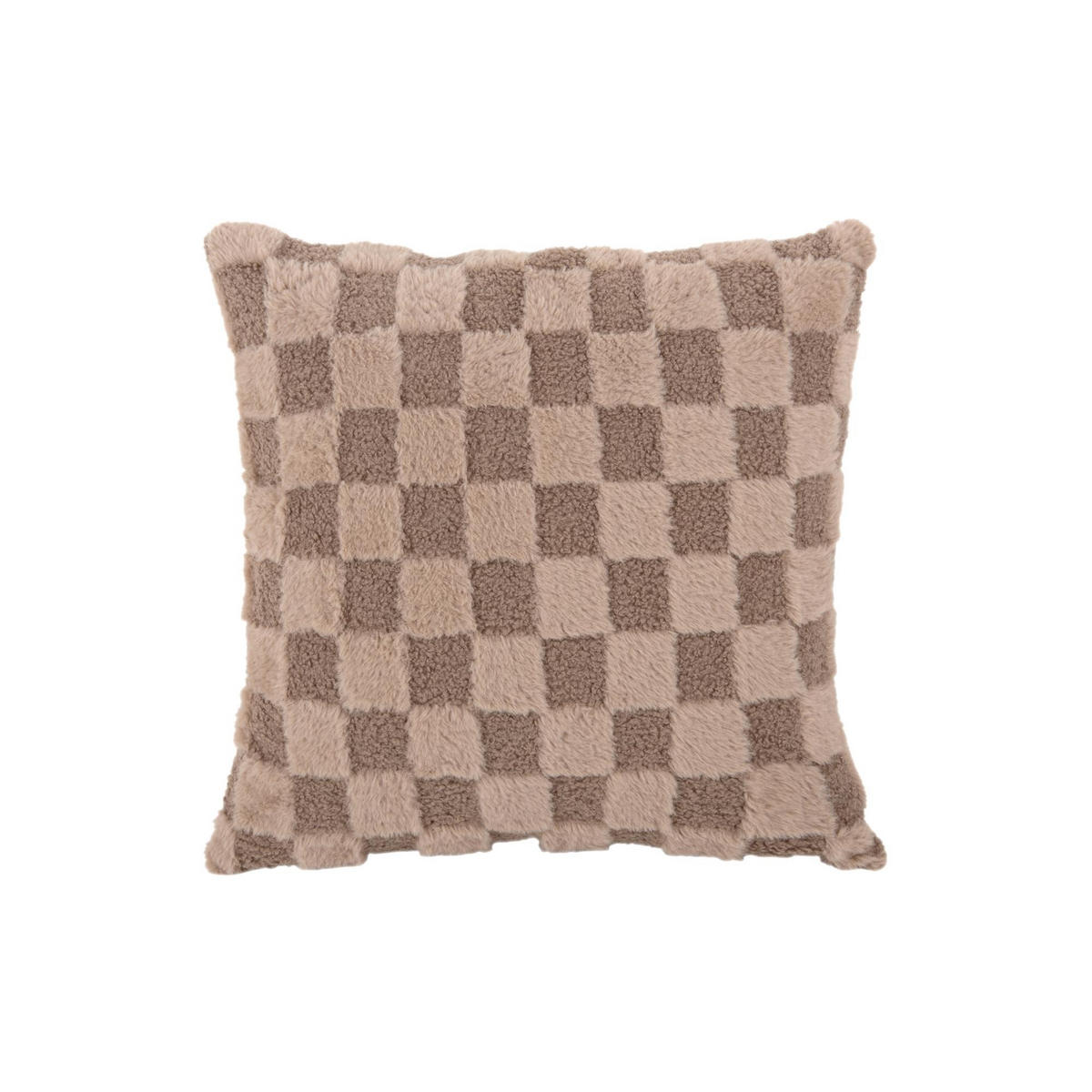 KISSEN Checker Braun 45/45/15 cm - Braun, Kunststoff/Textil (45/45cm) - Present Time