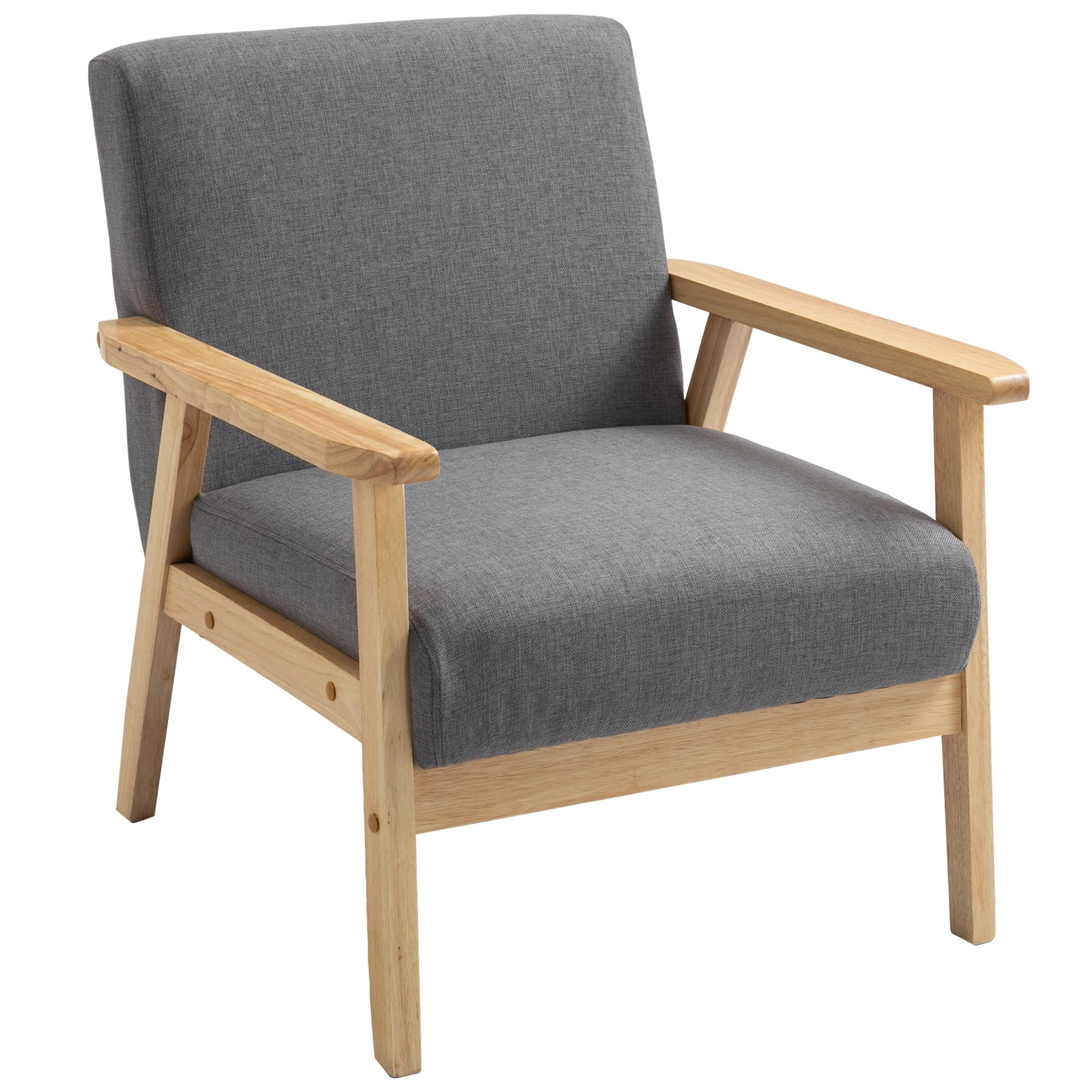 OHRENSESSEL, Massivholz, Grau - Grau, Textil (70/72/64cm) - HOMCOM
