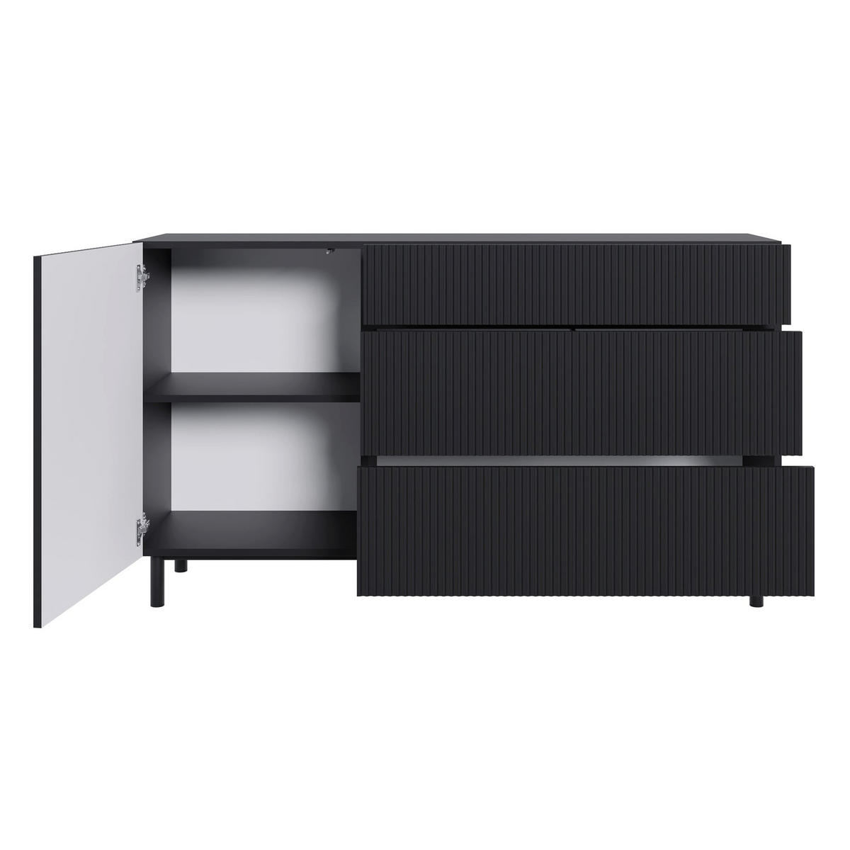 SIDEBOARD Veldio New Schwarz 140 cm - Schwarz, Holzwerkstoff/Metall (139.8/80/38cm) - Selsey