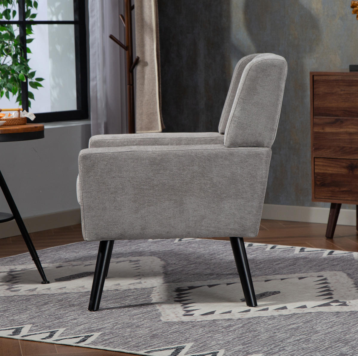 SESSEL 68/76/88 cm Light Gray aus Upholstered mit Tufting - Hellgrau, Textil (76/88/68cm) - OKMYHOME