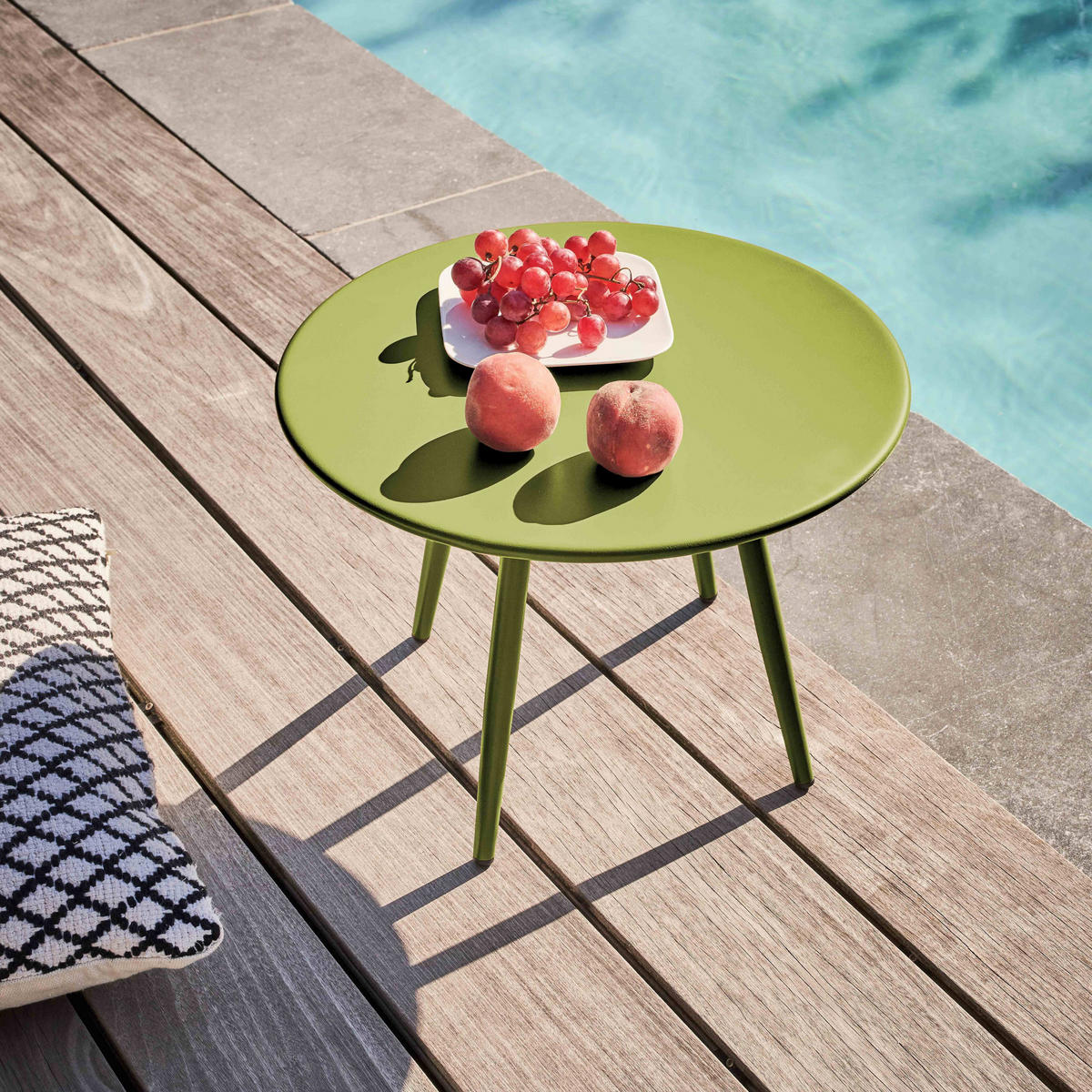 GARTEN-LOUNGETISCH, Grün - Grün, Metall (40/40/30cm) - Oviala