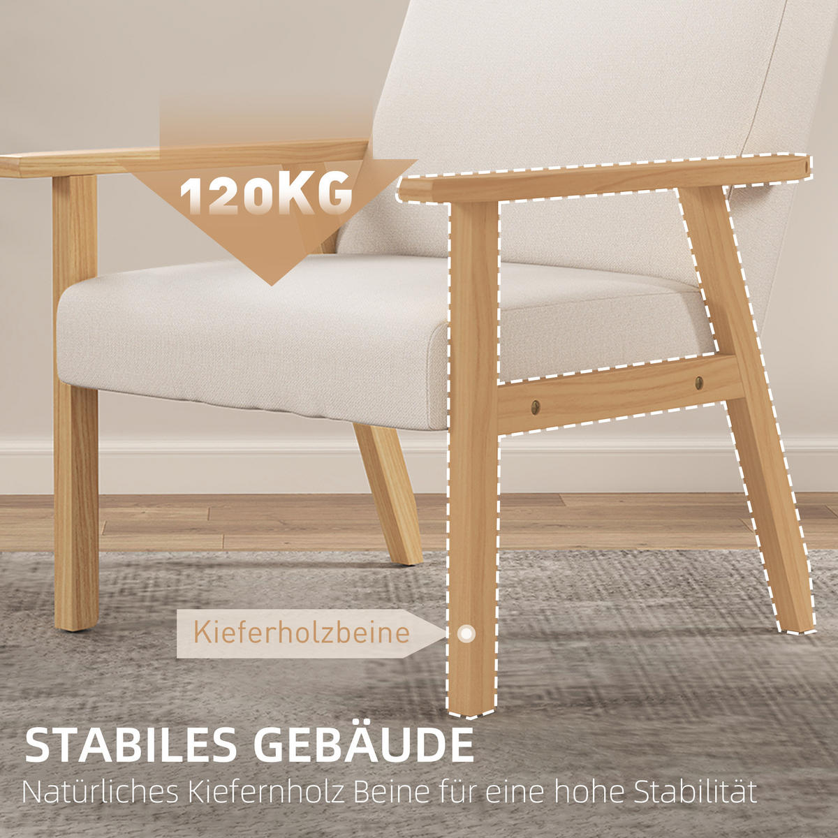POLSTERSESSEL mit Armlehnen weiß 64/70/72 cm - Weiß, Textil (64/72/70cm)