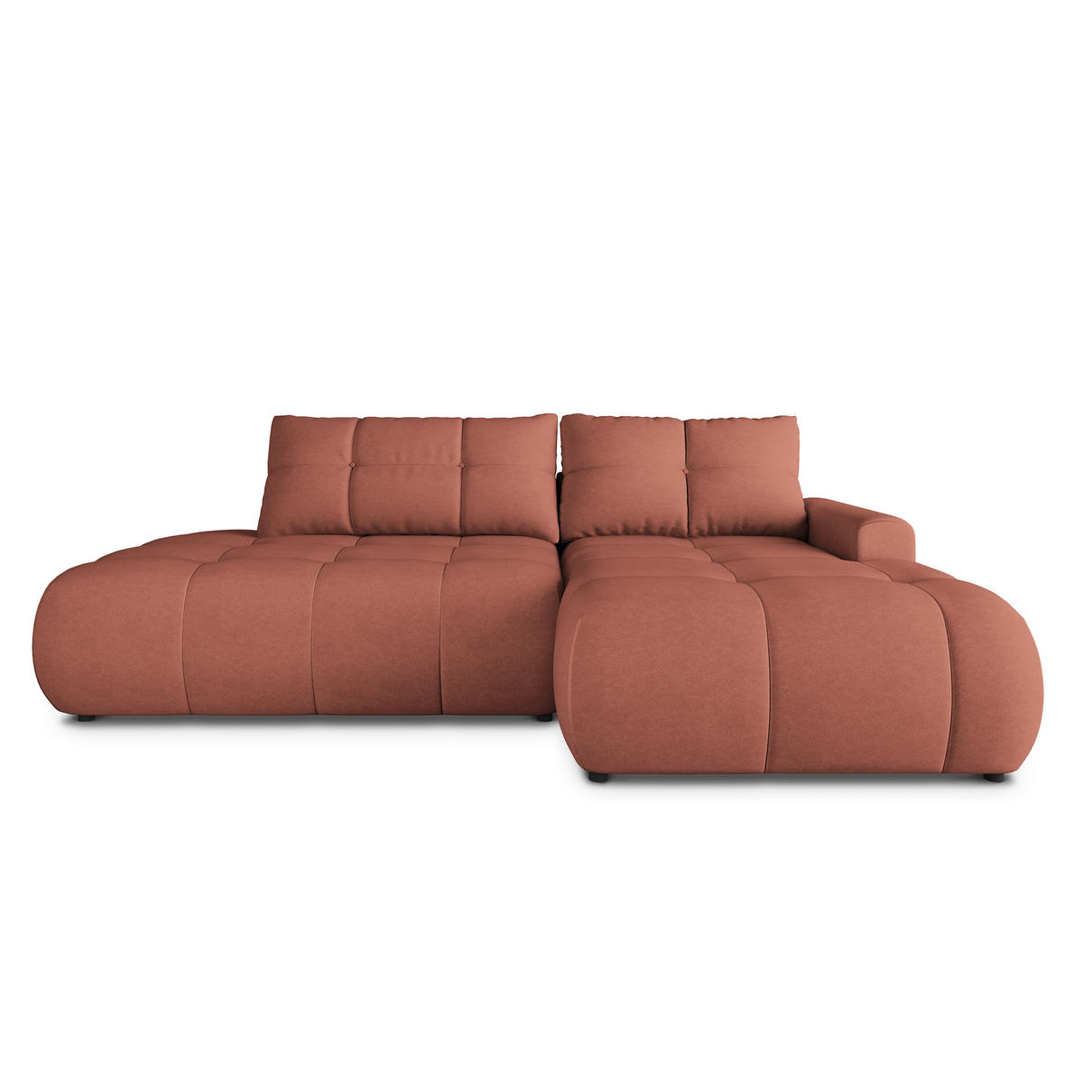 ECKSOFA FLUMA CL R-S Koralle Samtstoff mit Schlaffunktion - Koralle, Holzwerkstoff/Textil (279/158cm) - MASSENO
