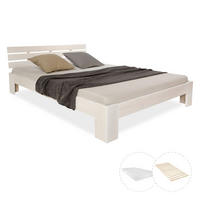 HOLZBETT mit Matratze 120/200 cm weiß - Weiß, Holz (120/200cm) - Homestyle4u