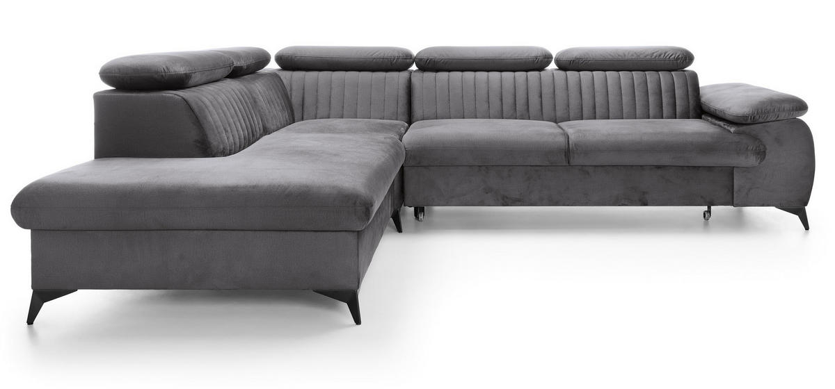 ECKSOFA 275 cm mit verstellbaren Kopfstützen Xanto L, Links, Dunkelgrau - Dunkelgrau, Holz (275/221cm) - Emporius