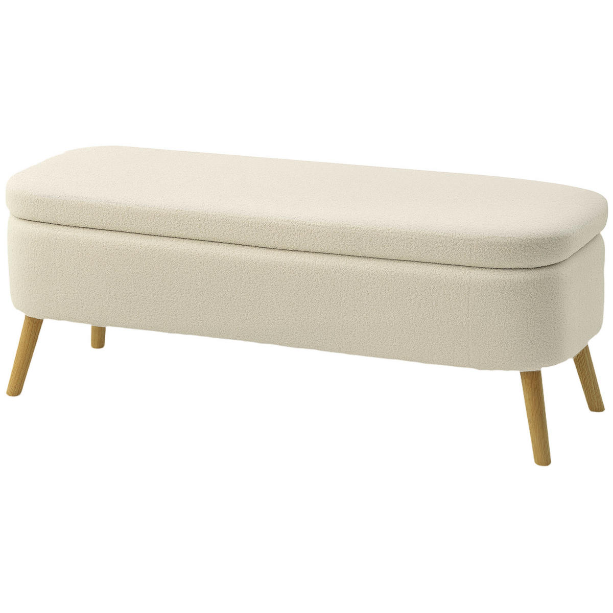 AUFBEWAHRUNGSBANK DE-07224 mit Teddy-Fleece und 65 L Stauraum Beige - Beige, Holz/Textil (42/45/120cm) - ComfortXL