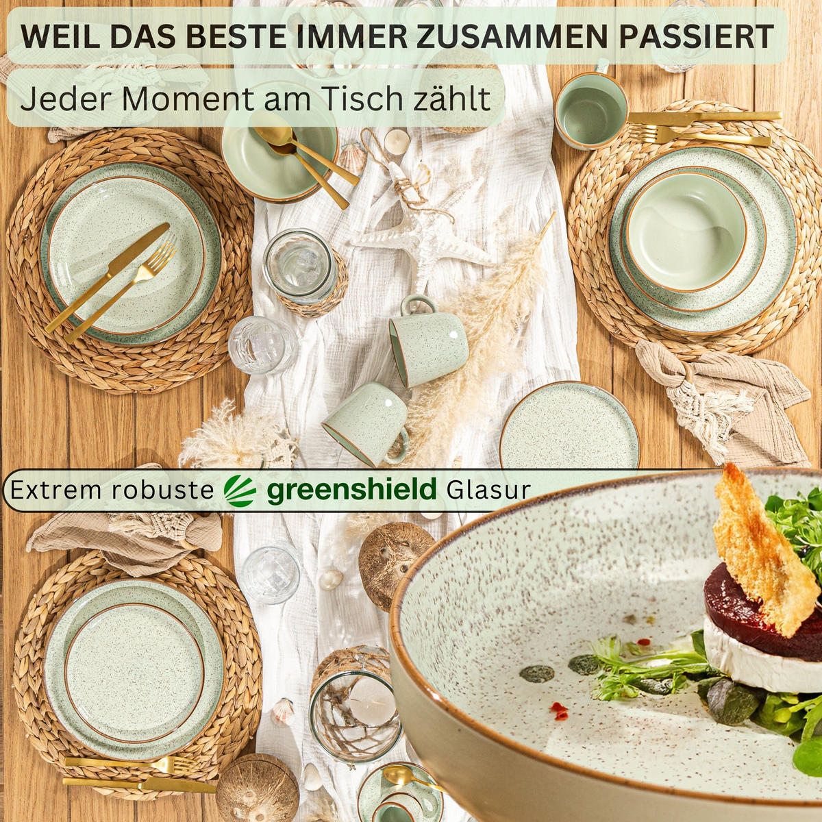 PASTASCHALEN SET RIO MINZE - 4 teilig aus Steingut - Grün, Keramik (17cm) - Sänger