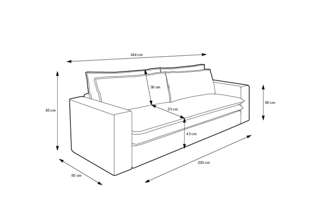 SOFA TILIA Beige 244x95x82 cm - Beige, Textil (244/82/95cm) - FURNLUX