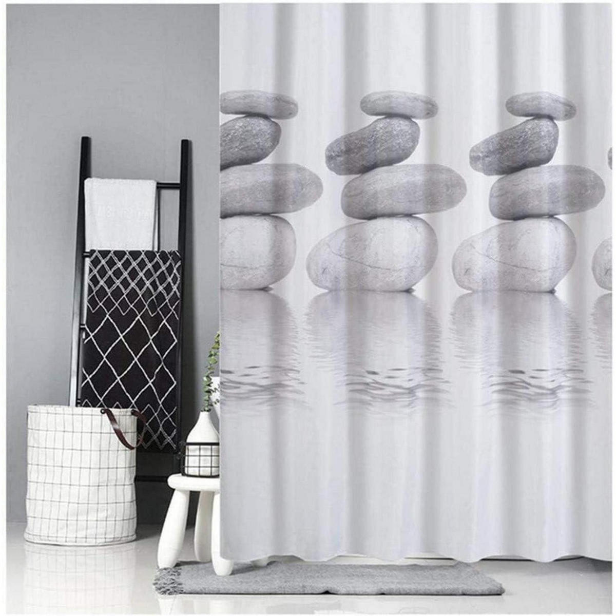 DUSCHVORHANG 120x180 cm Textil Grau Pebble Schimmelresistent Wasserabweisend - Grau, Textil (120/180cm)