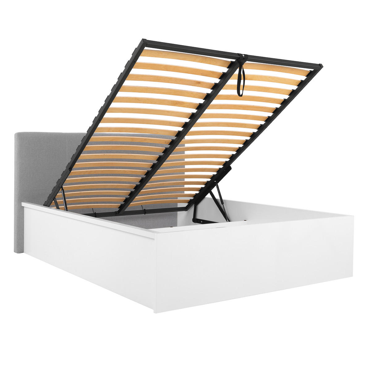 BOXSPRING POSTEL 140/200 Edwin Bílá a šedá - bílá, kompozitní dřevo (140/200cm) - Petits-meubles