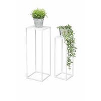 BLUMENHOCKER Metall Weiß Eckig 2er Set - Weiß, Metall (23/60/23cm) - DanDiBo