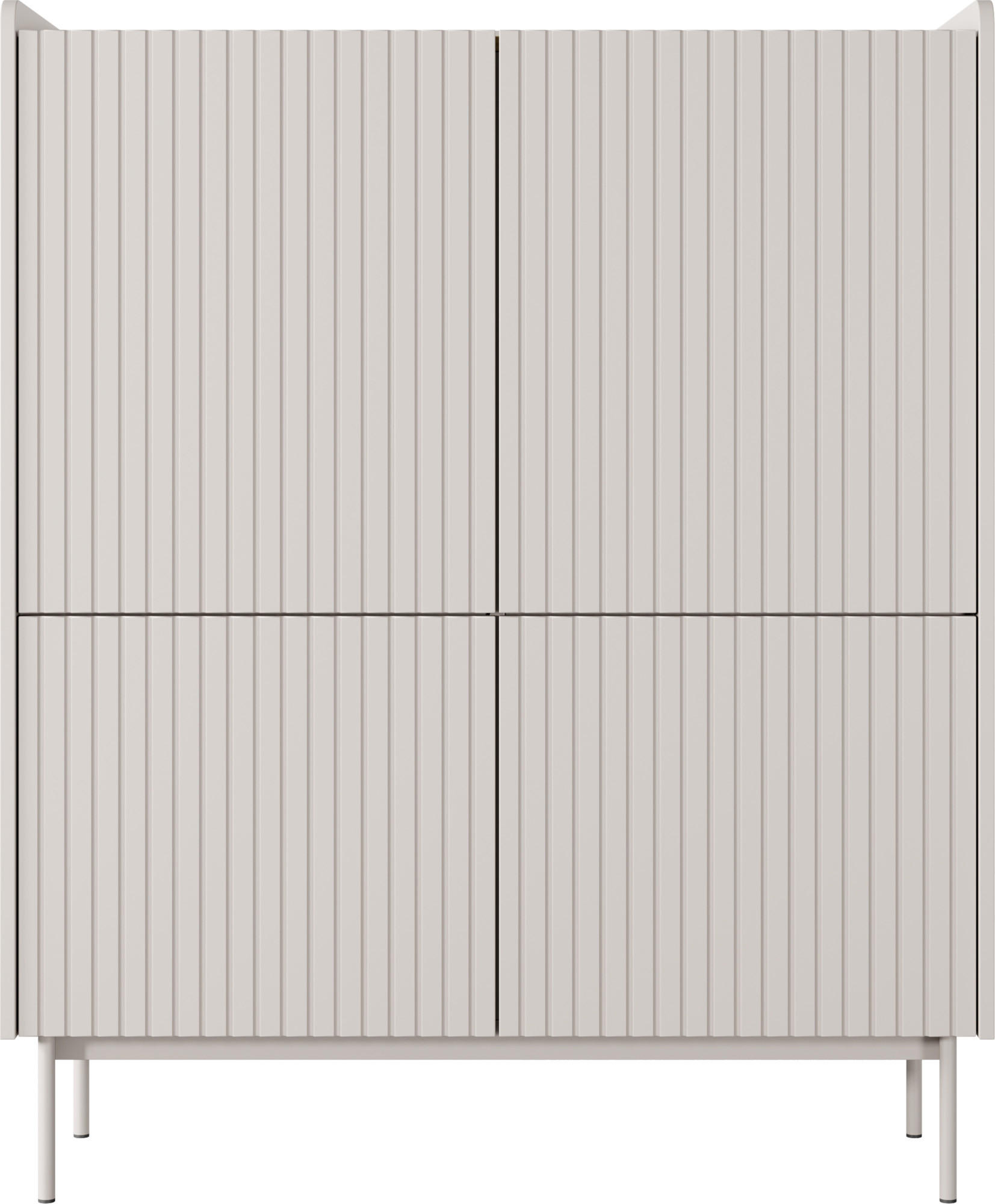 HIGHBOARD Nolle in Beige & Scandi Eiche 103/126/38 cm - Sandfarben/Beige, Holzwerkstoff/Metall (103.2/126.2/38cm) - WFL GROUP