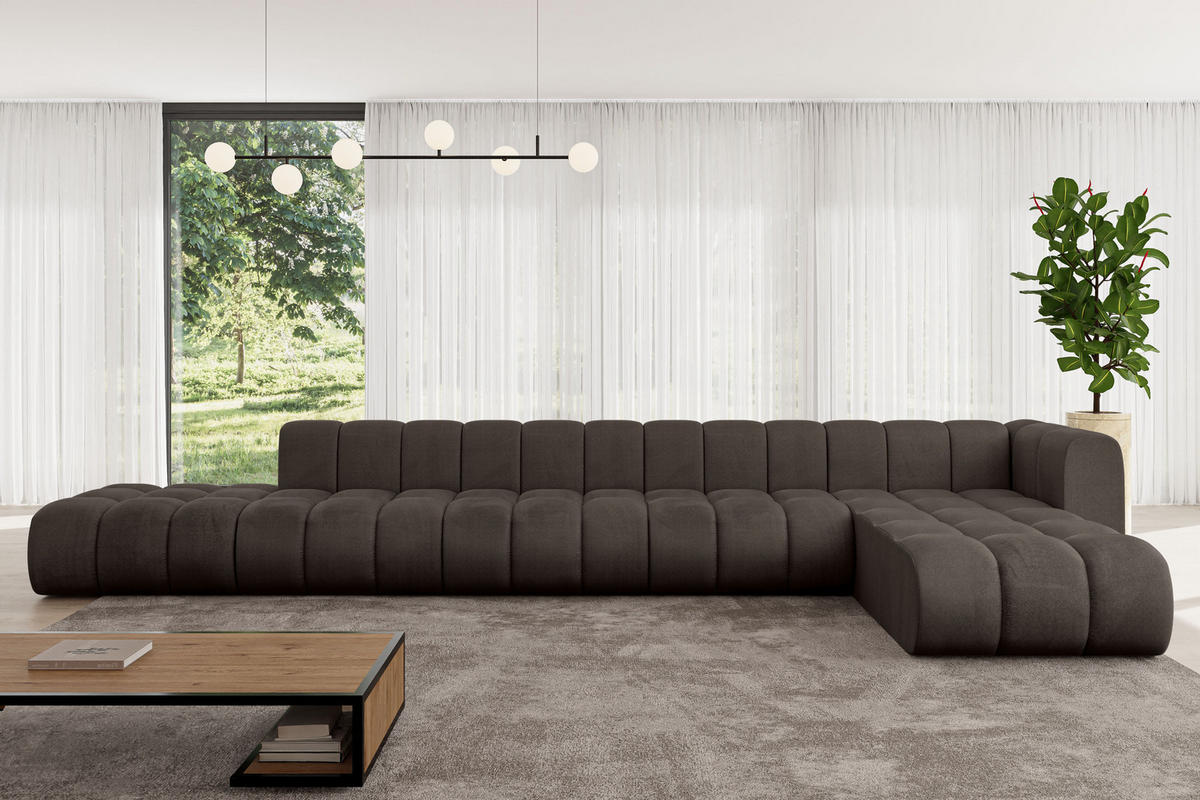 ECKSOFA modulares Sofa Zuvon-L3 - 478x177x70 cm Braun - Braun, Holzwerkstoff/Textil (478/177cm) - ALTDECOR