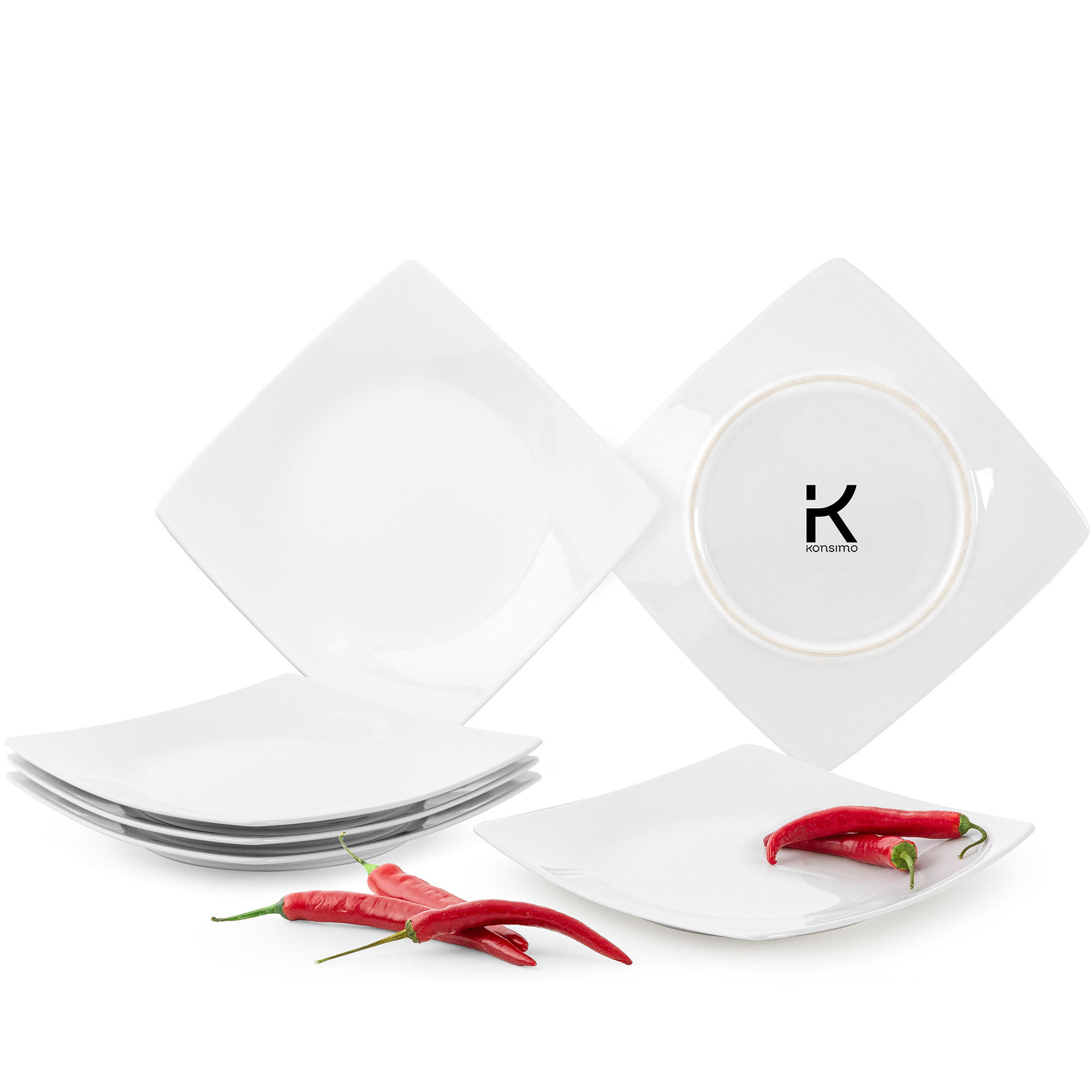 Konsimo® Tellerset Weiß 21x2x21 cm