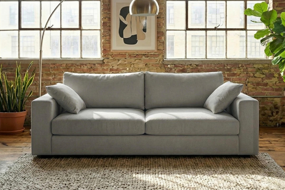 SOFA AMINA Taupe Flachgewebe - Taupe/Schwarz, Buchenholz/Textil (228/82/101cm) - KAWOLA
