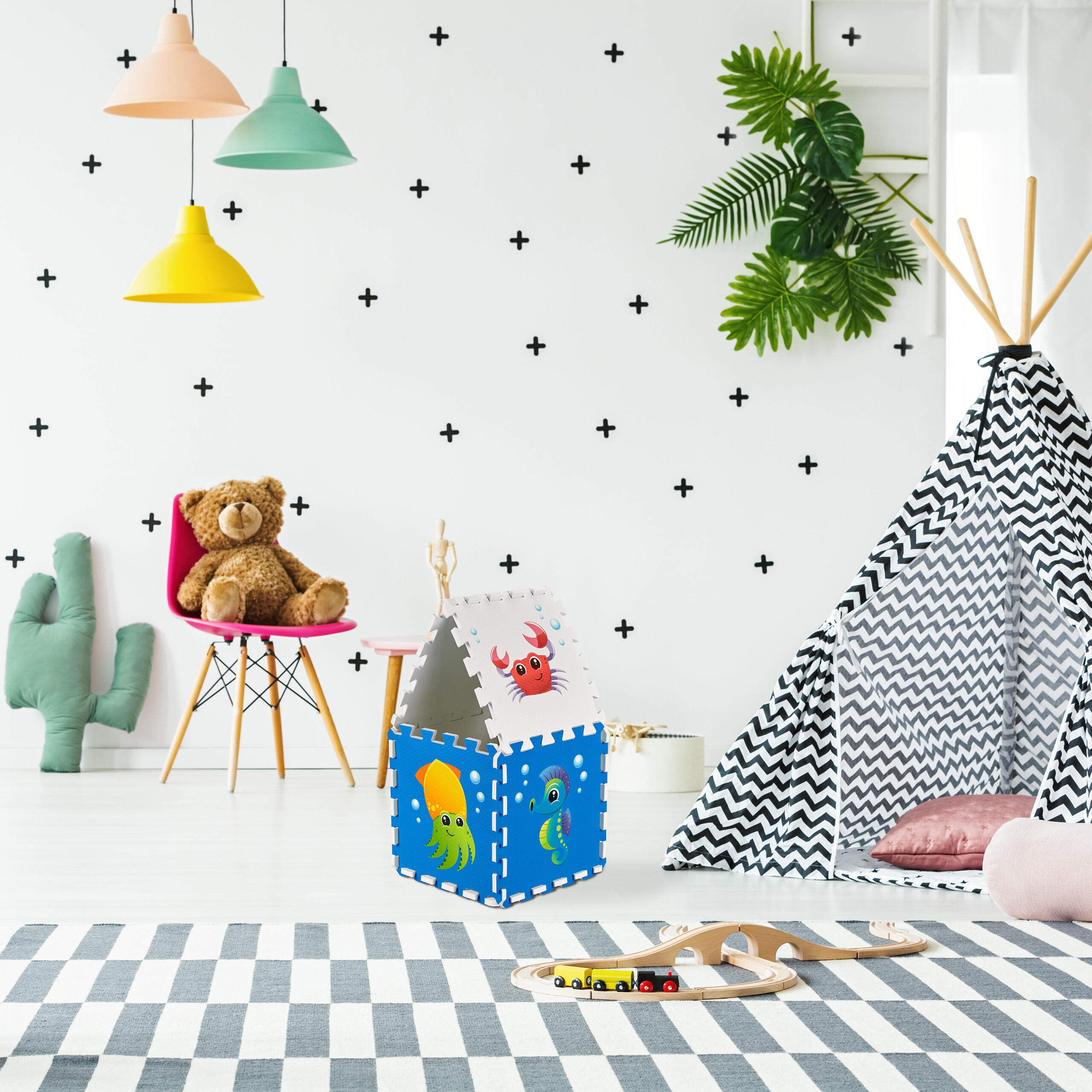 9xPUZZLEMATTE - Multicolor, Textil (86/86cm) - Relaxdays