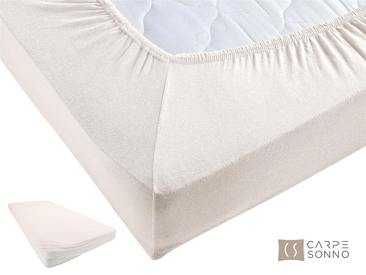 JERSEY-SPANNBETTLAKEN 180x200 cm aus 100% Baumwolle, Bettlaken Natur Uni - Creme, Textil (180/200cm) - Carpe Sonno