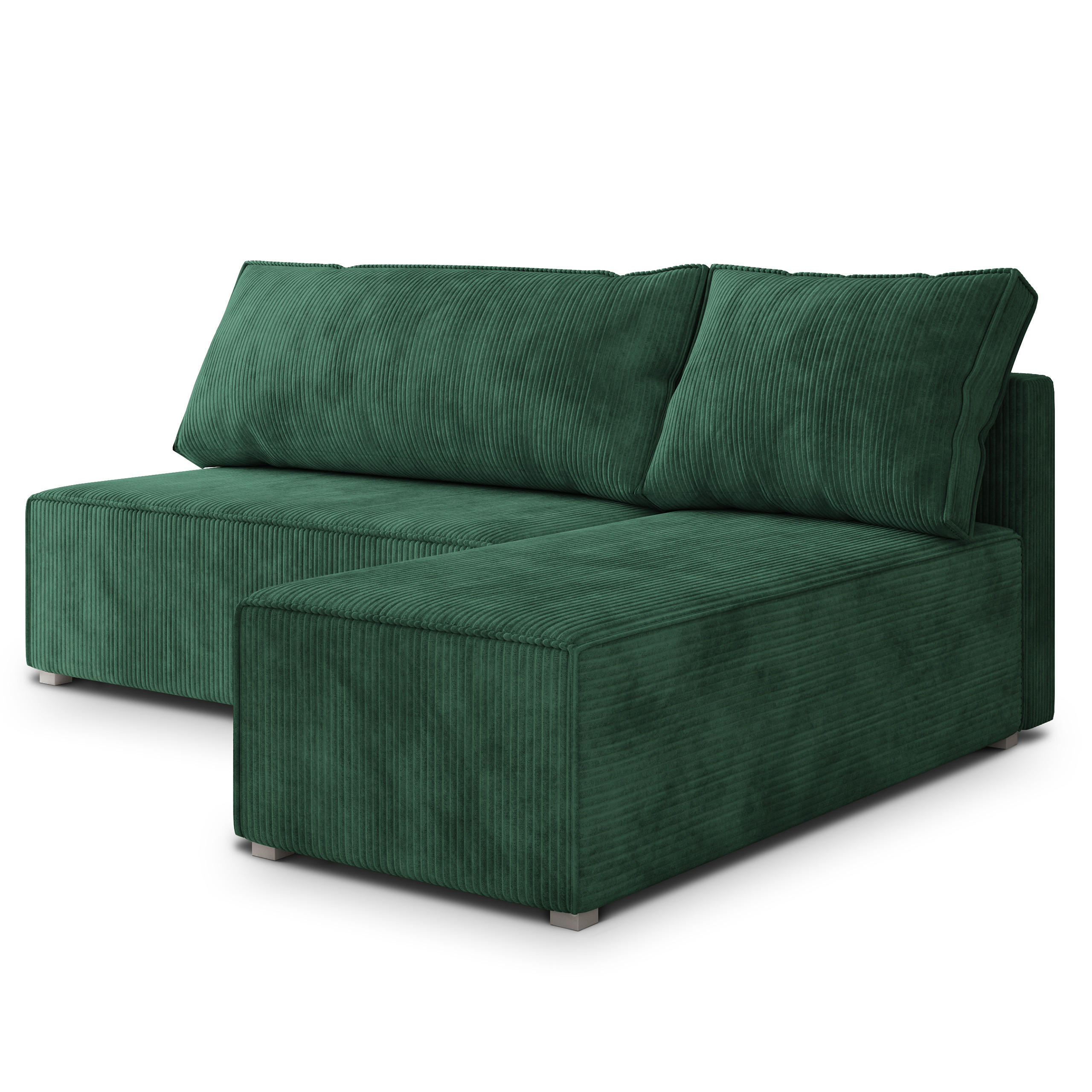 ROHOVÁ SEDAČKA BRISO tmavě zelená - šedá/tmavě zelená, dřevo/textil (200/140cm) - MASSENO