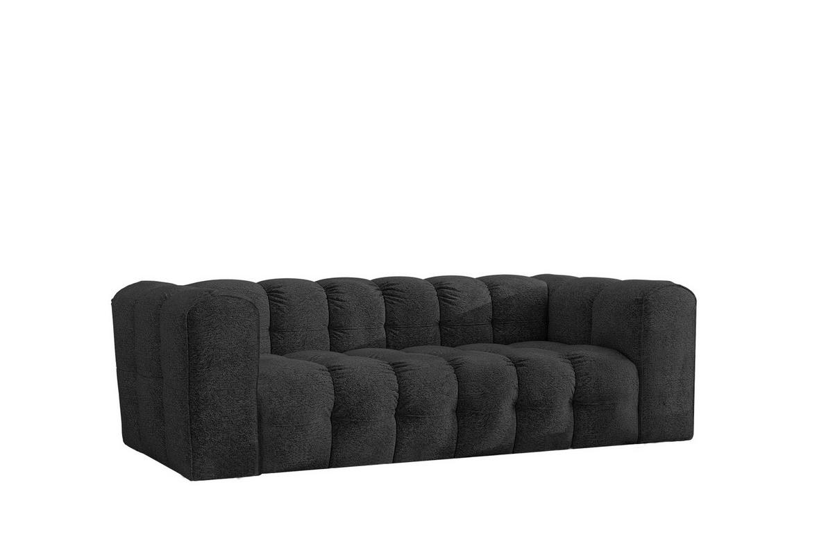 SOFA 3-Sitzer, Komfort, BALOO, Stoff Schenille & Bouclé, Graphit - Graphitfarben, Holz (222/75/106cm) - Kaiser Möbel