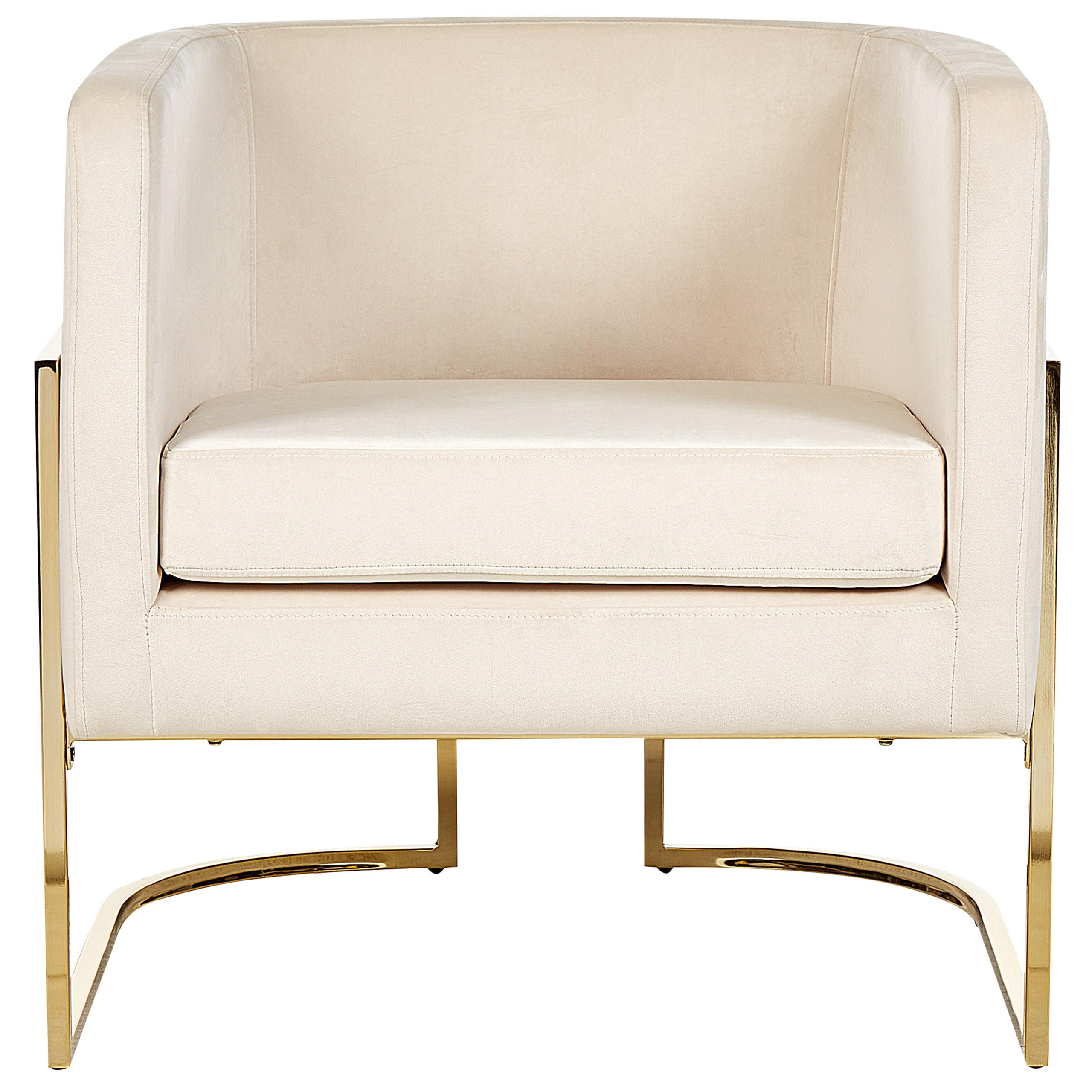 SESSEL Samtstoff Beige Sirkka - Beige, Textil/Metall (72/71/70cm) - Beliani