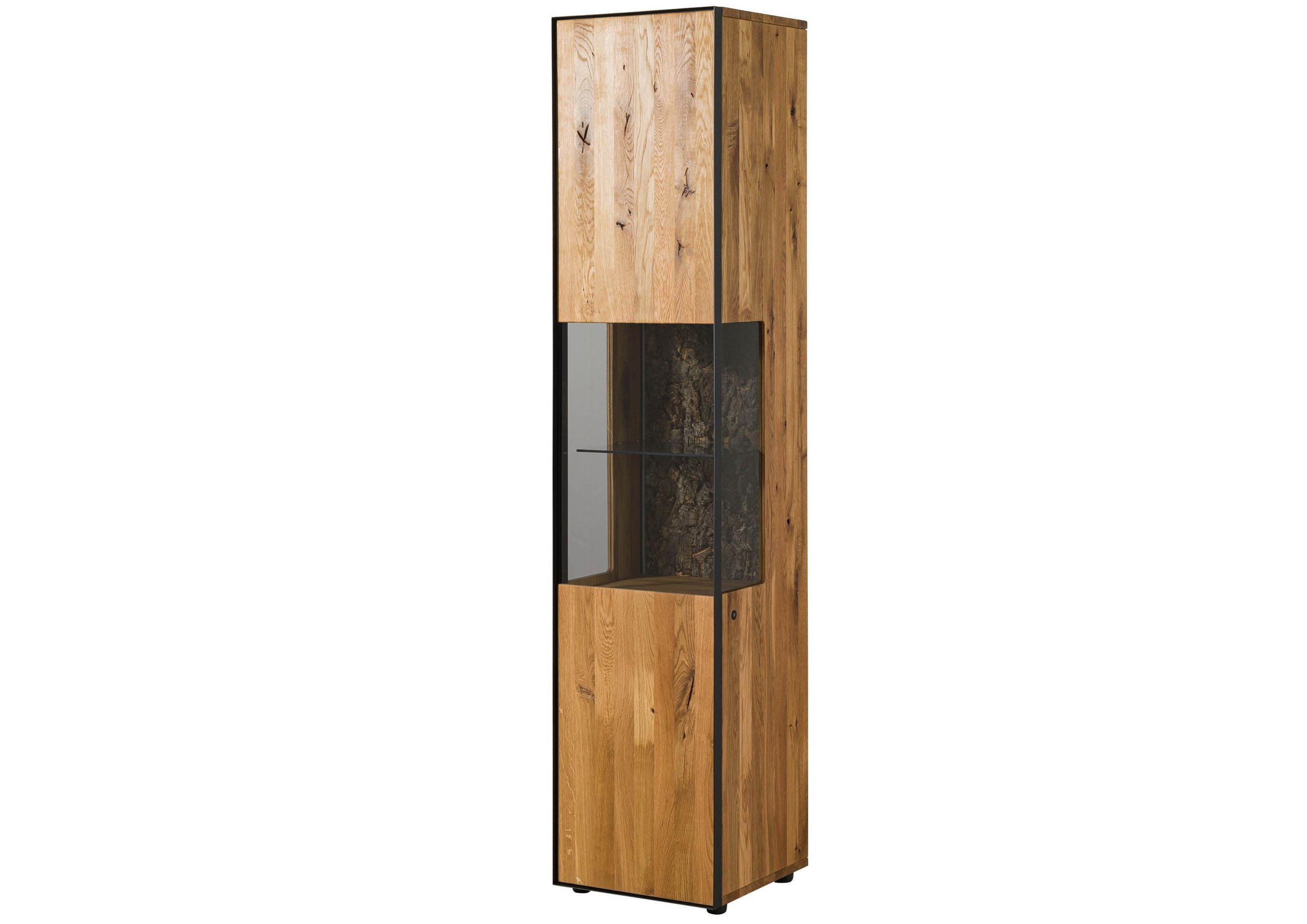 VITRINE Wildeiche 43x45x200 natur geölt STARNBERG #05 - Braun, Holz (43/200/45cm) - Massivmoebel24