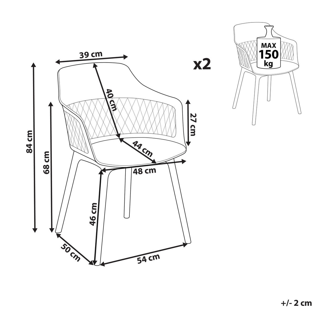 ÉTKEZŐSZÉK 2 darabos Szett Műanyag Fehér Almira - fehér, műanyag (54/84/50cm) - Beliani